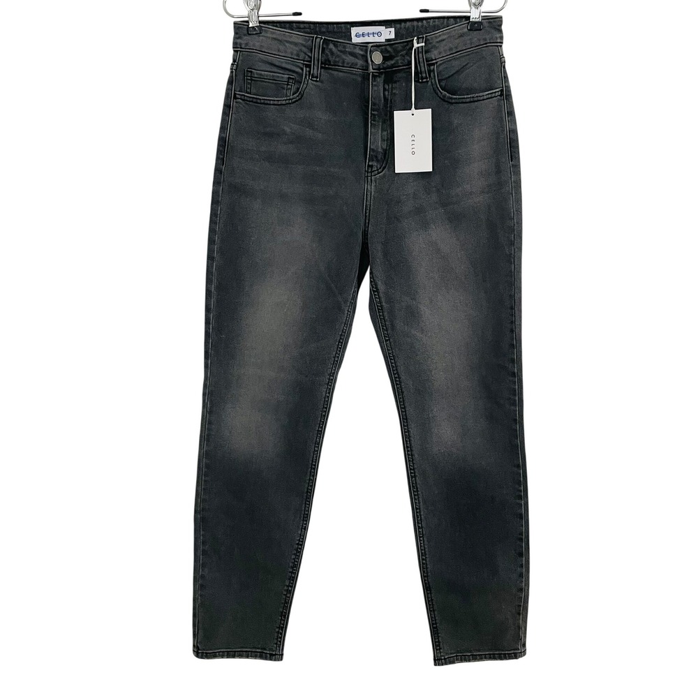 NWT Cello High Rise Straight Leg Jeans Charcoal‎ Gray Womens 7/30 Stretch Casual
